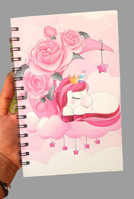 NAVDEEP COLLECTION Unicorn Diary A5 Diary 120 100 Pages(Pink)