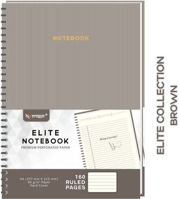Pragya Elite Collection | Journal Notebook | 90 GSM Paper | Hard Cover(21x29.7 CM) | A4 Notebook Single Line 160 Pages(Multicolor, Pack of 2)