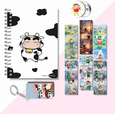 craft maniacs 2025 SHINCHAN DIARY & 6 FREEBIE BOOKMARKS & ONE KEYCHAIN & ONE BADGE A5 Notebook RULED 160 Pages(Multicolor)