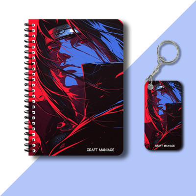 craft maniacs ITACHI UCHIHA DIARY & KEYCHAIN A5 Notebook RULED 120 Pages(Multicolor)