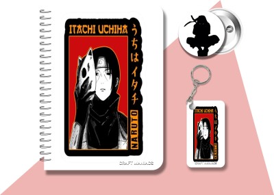 craft maniacs ITACHI UCHIHA DIARY & 2 FREEBIE A5 Diary RULED 120 Pages(Multicolor, Pack of 3)