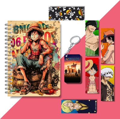 craft maniacs ONE PIECE DIARY & 6 FREEBIE BOOKMARKS & ONE KEYCHAIN A5 Diary RULED 160 Pages(Multicolor)