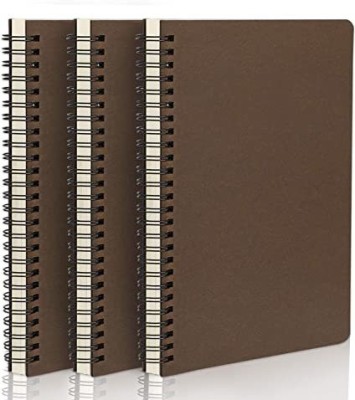 Eusoar Spiral Ruled Notebook, A5 3packs 5.5x8.3 120 Pages Lined A5 Notebook Lined 120 Pages(Coffee-Lined, Pack of 3)