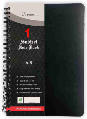 CuckooDiaries Soft Bond Single Subject Spiral Binding PP Sheet Material A5 Diary Ruled 240 Pages(Black3)