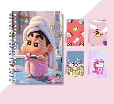 craft maniacs SHINCHAN DIARY & 4 MAGNETIC BOOKMARKS 2025 A5 Diary RULED 160 Pages(Multicolor)