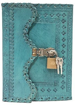 KRISHNA HANDICRAFTS Handmade Lock Diary A5 Diary Plain 100 Pages(Blue)