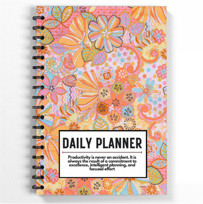 Hippie Toobi Undated Daily Planner To Do List Goal Tracker for Productivity A5 Planner/Organizer Ruled 186 Pages(PinkfloralPlanner)