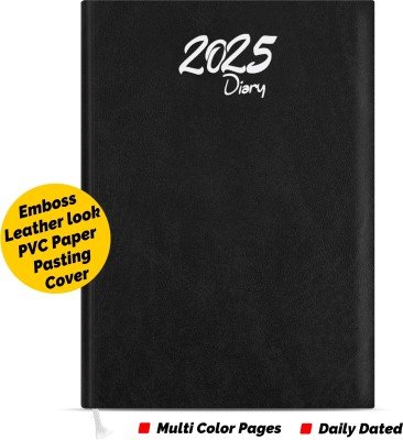 Abstract Collection Sunday Full Page with A5 Size Month/Day Planner Regular diary A5 Diary Single Rule 400 Pages(Black)