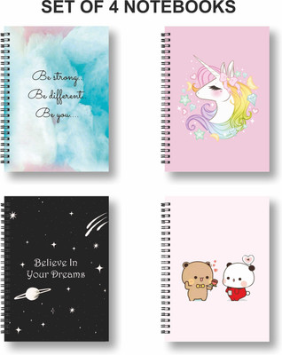 Papco Notebook A5 Diary Ruled 144 Pages(Multicolor, Pink, Pack of 4)
