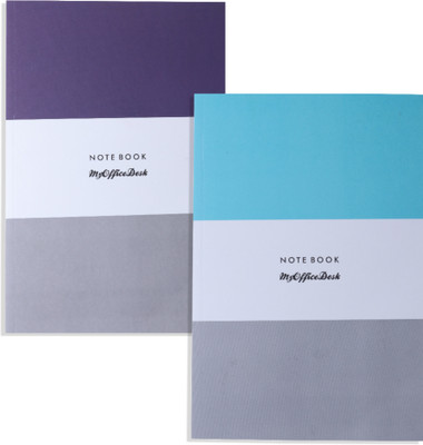 MyOfficeDesk Twin Journal/Diary/Notebook A5 Diary Ruled 164 Pages(Stripes: Blue, Pack of 2)