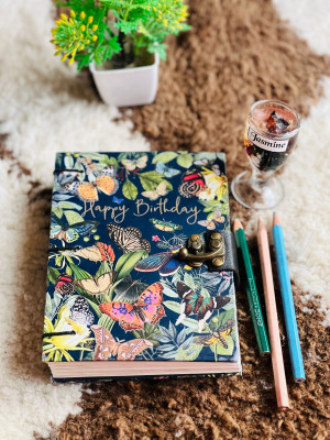 NIZAM HANDICRAFT Happy Birthday Printed Diary Notebook With Lock Clasp For Gift/Office A5 Diary 200 200 Pages(Multicolor)