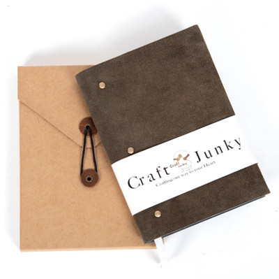 CRAFT JUNKY Leather journal A5 Diary Ruled 204 Pages(Grey)