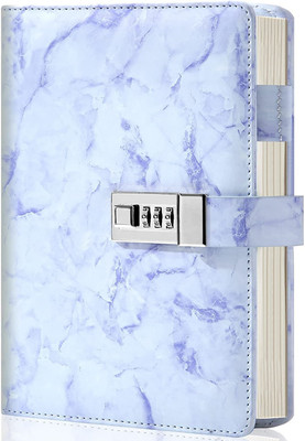 WROPZO Marble Diary Journal with Lock for Girls and Women - Secret Diaries A5 Diary Ruled 200 Pages(Blue)