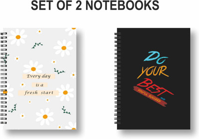 ROT RIX combo of 2 Notebooks A5 Diary ruled 144 Pages(White, Black, Pack of 2)