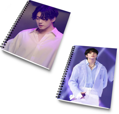 DI-KRAFT Diary Combo Pack | Printed Diary combo Pack | BTS New Collection A5 Diary Unruled 120 Pages(Blue and Black, Pack of 2)