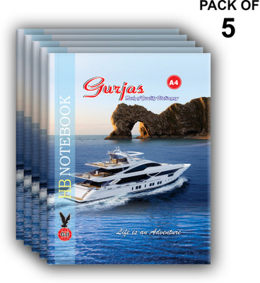 Gurjas HB Notebook A4 Notebook Ruled, Single Line 388 Pages(Multicolor, Pack of 5)