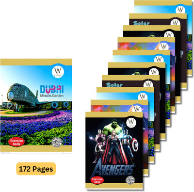 SHINI LIFESTYLE Just Write Notebook, Regular Notebook, Single Line Writing Copy, Set of 10 Regular Notebook YES 172 Pages(Multicolor, Pack of 10)