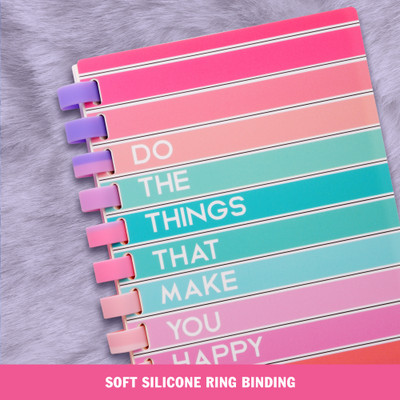 Doodle Soft Ring Spiral Wiro Notebook for Comfortable Writing - Joyful Things | A5 Notebook Ruled 160 Pages(Blue)