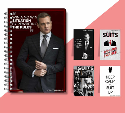 craft maniacs SUITS 2025 COMBO A5 Notebook RULED 160 Pages(Multicolor)