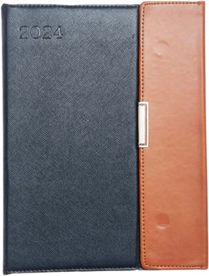 Greeshma Leather Cover Diary for New Year Monthly Planner, Regular Diary 2024 Single Rule 365 Pages(Black)