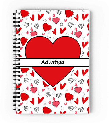 epheriwala Love Adwitiya Print A5 Diary Unruled 140 Pages(Red)