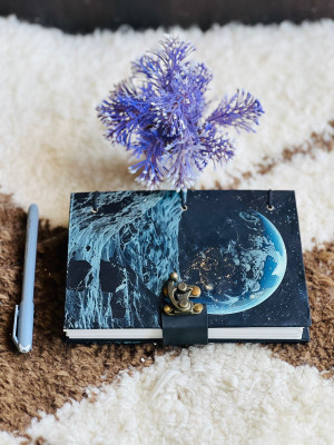 NIZAM HANDICRAFT Earth moon Printed Diary Notebook With Lock Clasp For Gift/Office A5 Diary 200 200 Pages(Multicolor)