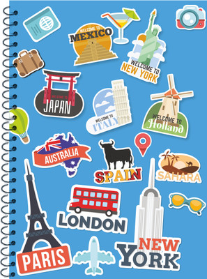 WRITE ON WHITE PLAN YOUR HOLIDAYS WRITE ON TRAVEL THEME A5 Diary RULLED 100 Pages(Multicolor)