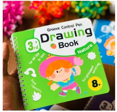 Freedy Pack of 4pc magic drawing book for kids resuable art craft practice workbook A5 Diary Unruled 64 Pages(Multicolor)