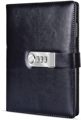 SVULINT Diary A5 Diary Notebook with Number Combination Lock & PU Leather Cover Secret Lock Diary 200 Pages(Black)