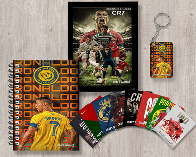 craft maniacs FOOTBALLER GIFTING COMBO A5 Diary RULED 120 Pages(Black)