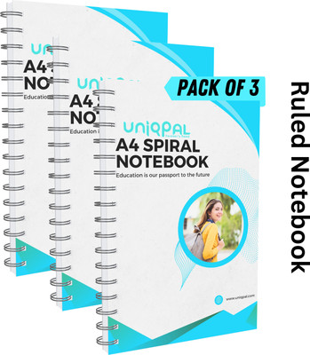 UNIQPAL Spiral-Bound Notebook, Regular Notebook Ruled 200 Pages(Multicolor, Pack of 3)