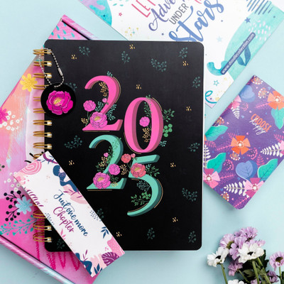 Doodle Start Anytime of the Year | Undated B5 Planner with 200+ Stickers & Pocket Notebook | 2025 Blooms - Ruled 268 Pages(Black, Pink) Doodle Start Anytime of the Year | Undated B5 Planner with 200+ Stickers & Pocket Notebook | 2025 Blooms - Ruled 268 Pages(Black, Pink)