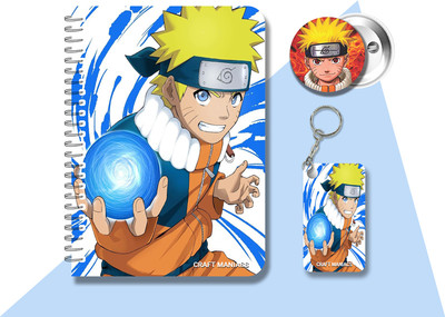 craft maniacs NARUTO DIARY & 2 FREEBIE A5 Notebook RULED 120 Pages(Multicolor, Pack of 3)