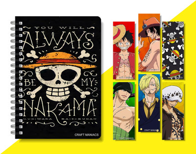 craft maniacs 2024 ONE PIECE DIARY & 6 FREEBIE BOOKMARKS A5 Diary RULED 160 Pages(Multicolor)
