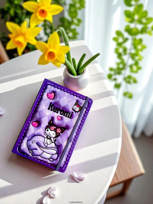 SSAppliances Kuromi Diary for Girls | Purple 3D Hardcover Notebook with Elastic Band | A5 Diary RULLED 100 Pages(Purple)