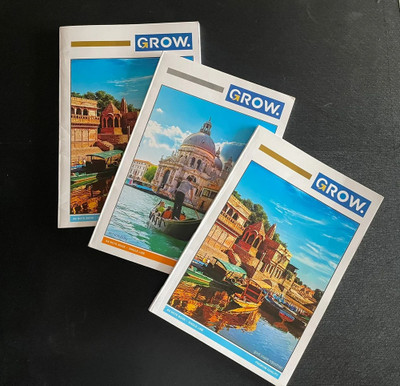 GRICKZO Longbook A4 Notebook Single Line 176 Pages(White, Pack of 6)