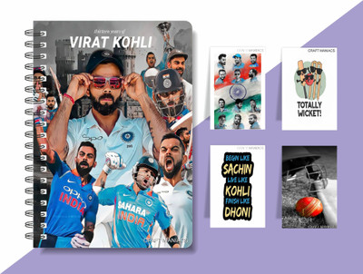 craft maniacs CRICKET 2025 DIARY & BOOKMARK COLLECTION A5 Notebook RULED 160 Pages(Blue)