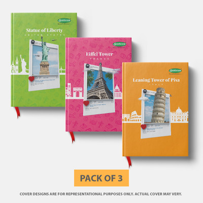 SUNDARAM Diaries Case Bound A4 Diary Single Line 384 Pages(Multicolor, Pack of 3)