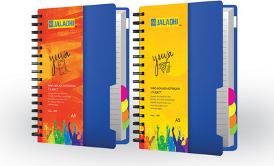 JALADHI 5 Subject Notebook Pack of 2 A5 Notebook Ruled 300 Pages(Multicolor, Pack of 2)