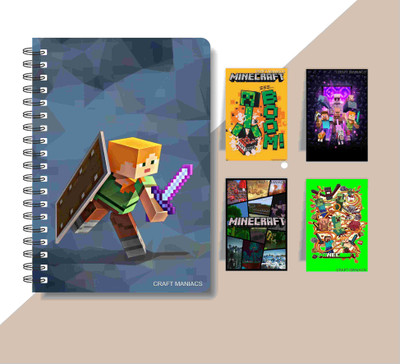craft maniacs MINECRAFT DIARY & MAGNETIC BOOKMARKS A5 Notebook RULED 120 Pages(Multicolor)