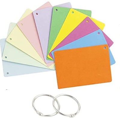 Avni Prints Unruled Multicolor Index Flash Cards - 3x5 inch White with Free Binder Rings Pocket-size Planner/Organizer Unrulled 75 Pages(Red, Green, Yellow, Light Blue, Pink, Orange)