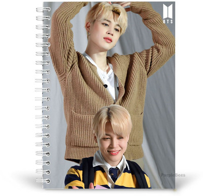 PurpleBees Bts Jimin Cover Diary | Bts Printed Unruled 160 Pages A5 Size Notebook A5 Notebook Plain 50 Pages(Multicolor)