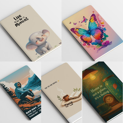 RJPRINTS Designed Stapled Notebooks A5 Notebook Plain 360 Pages(Multicolor, Pack of 5)