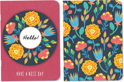 Raptech notebook Unique Stationery items, Easy to Carry, Plain Cute (Nice Day - Red) A5 Diary UnRuled 120 Pages(Multicolor, Pack of 2)