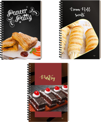 ESCAPER Food Diary, Spiral Notebook, Ideal Gift for Office, Travel, and Personal Use A5 Diary Ruled 160 Pages(Combo- D, Pack of 3)