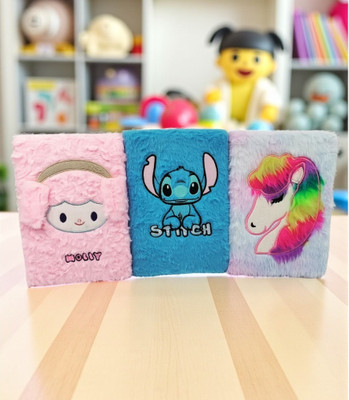Eclet 3pcs mix Soft Cute Fur Diary for Girls/boys Personal Diary A5 Diary Furry Diary for Girls Fur Cover Notebook with Ruled Page 80 Pages(Multicolor)