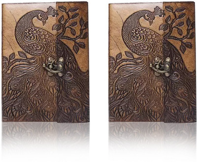 Rjkart Handmade Leather Dairy Combo/ A5 Diary Unruled 200 Pages(Brown 5, Pack of 2)