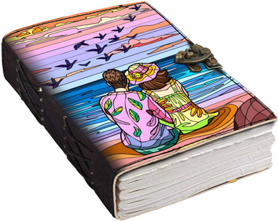 DI-KRAFT Printed Designer leather cover Diary with Lock For Office|Gift|SIZE 5*7 INCHES A5 Diary unruled 200 Pages(multicolor33)