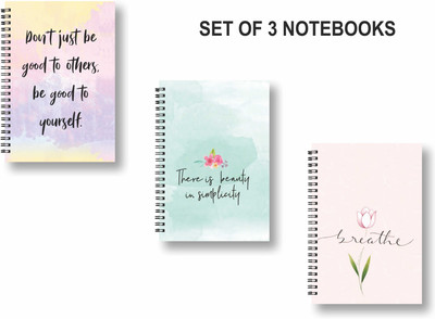 ROT RIX combo of 3 Notebooks A5 Diary Ruled 144 Pages(Peach, Multicolor, Pack of 3)