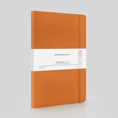 myPAPERCLIP Executive Series Notebook, Large (165 x 241 mm, 6.5 x 9.5 in) ESX192L-C Orange, Regular Notebook Squared 192 Pages(Orange)